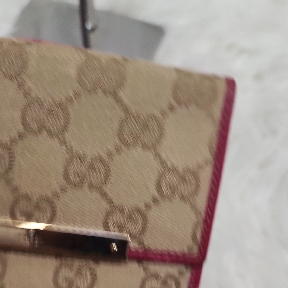 🤎▪️Gucci▪️ Beige and Red Women's Canvas Red Leather Trim Wallet - Picture 14 of 16
